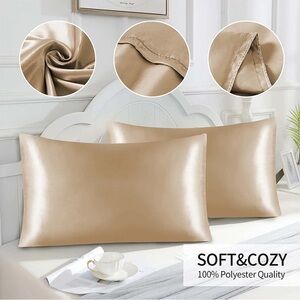 Satin Pillowcase Set (Standard size) in Champagne colour